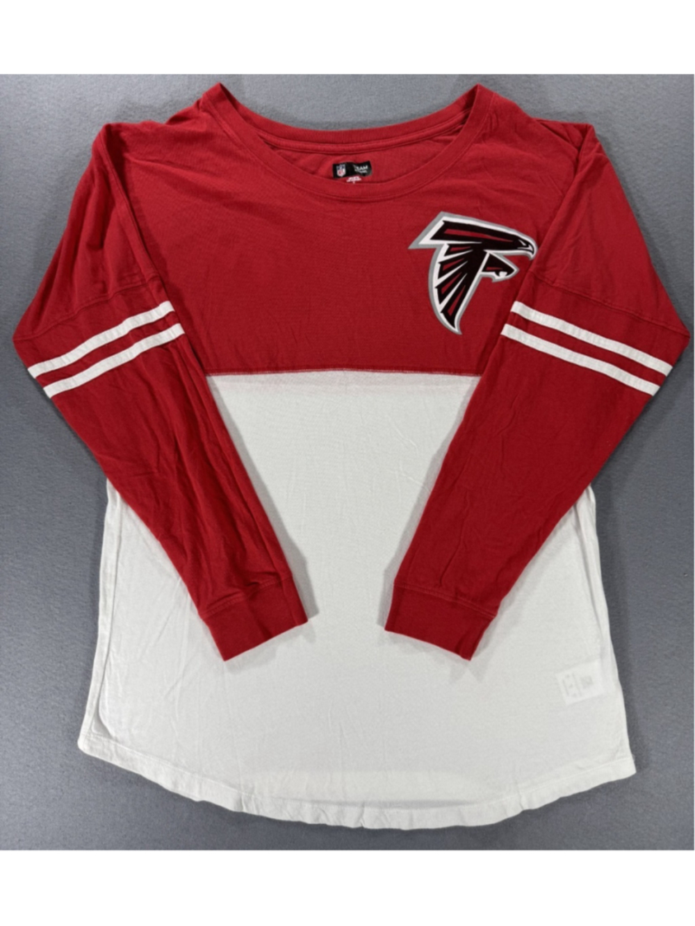 NFL Team Apparel Atlanta Falcons Long Sleeve Shirt Women XL Red White Colorblock